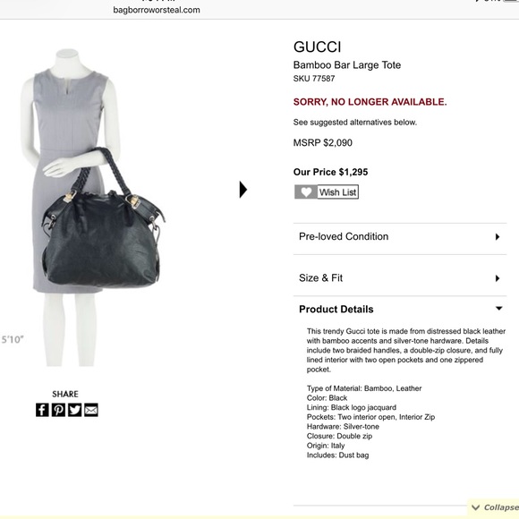 Authentic All LEATHER GUCCI BAMBOO BAR BAG - Picture 2 of 7